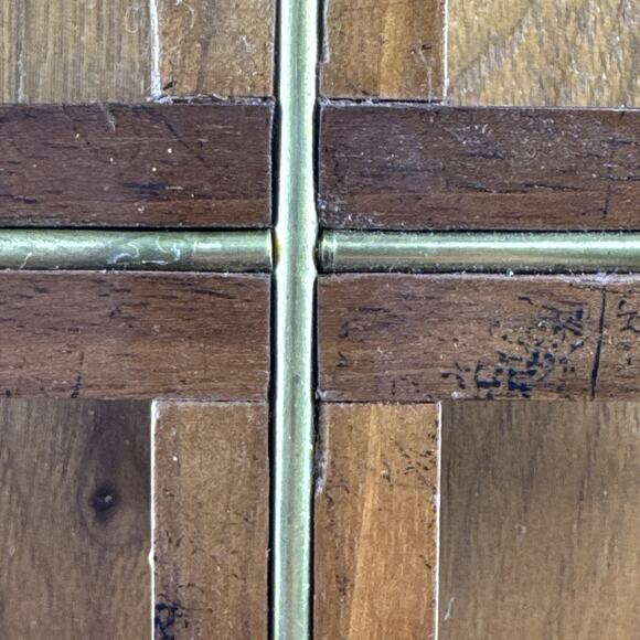 Vintage Cross Minimalist MCM Style Wood Brass Hanging Wall Plaque 11” - Picture 15 of 16